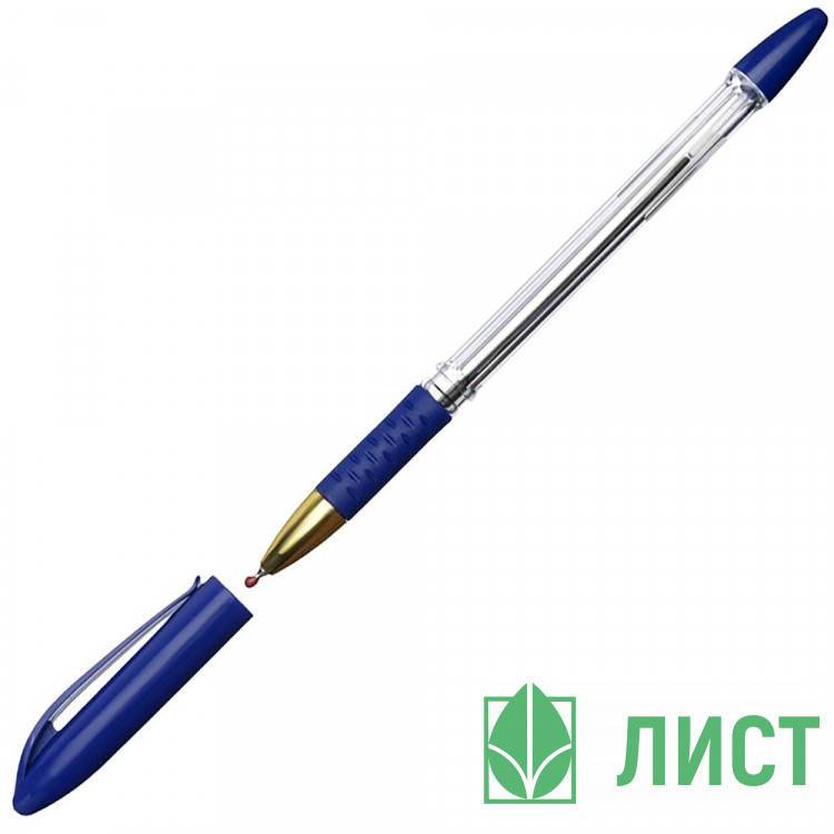 Ручка шариковая прозрачный корпус, резиновый упор (Workmate) синий, 0,7/0,5мм, игла, масло (Ст.50/2000)