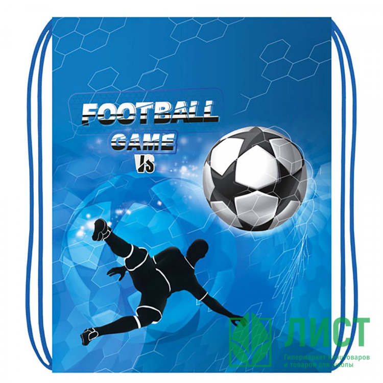 Сумка для сменной обуви 1 отделение Оникс МО-26-1 Футбол на синем 370х470 мм