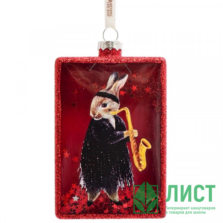 Украшение декоративное "Джазовый зайчик в красном" 11,4см арт.89903