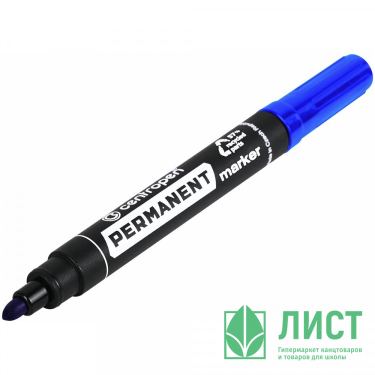 Маркер перманентный CENTROPEN круглый 2,5мм синий арт.8566/С