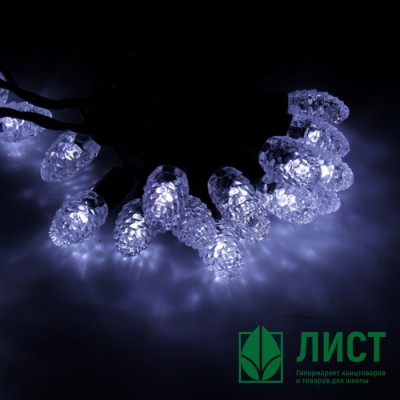 Гирлянда эл. Уличная фигурная 05м 40л. Led шишки цв.Белый (т.Провод) арт.185557 Гирлянда эл. Уличная фигурная 05м 40л. Led шишки цв.Белый (т.Провод) арт.185557