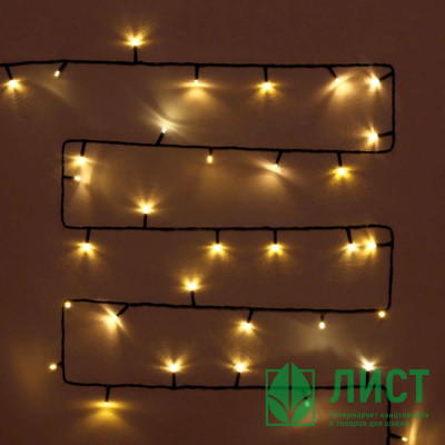 Гирлянда эл.д/улицы точечная 11м 120LED &quot;Мерцание&quot; цвет теплый белый (темный провод) арт.183-739 Гирлянда эл.д/улицы точечная 11м 120LED "Мерцание" цвет теплый белый (темный провод) арт.183-739