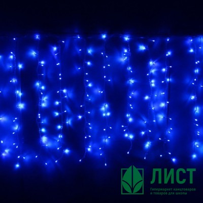 Гирлянда электрическая уличная занавес Дождь 1,5*2,5м 360LED цвет синий (светлый провод) 8режимов арт.196-501 Гирлянда электрическая уличная занавес Дождь 1,5*2,5м 360LED цвет синий (светлый провод) 8режимов арт.196-501