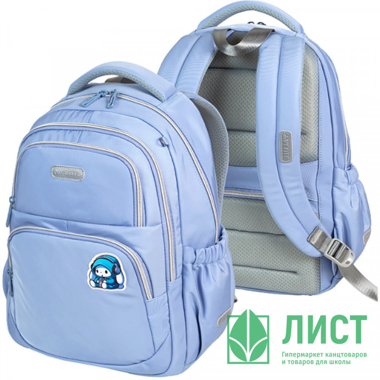 Рюкзак для девочек deVENTE Зум. Музыкальный кролик (Zoom. Music Rabbit) 38x30x19 см голубой арт.7033630