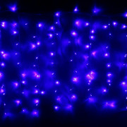 Гирлянда электрическая уличная занавес Дождь 2*1,5м 320LED "Мерцание" цвет синий (светлый провод) арт.183-805