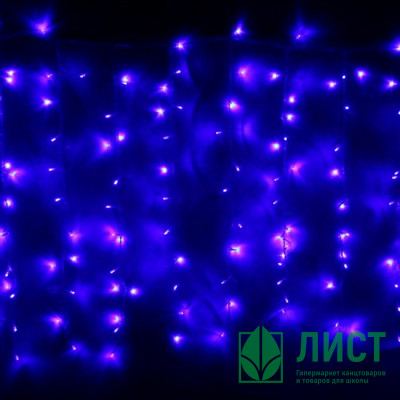 Гирлянда электрическая уличная занавес Дождь 2*1,5м 320LED &quot;Мерцание&quot; цвет синий (светлый провод) арт.183-805 Гирлянда электрическая уличная занавес Дождь 2*1,5м 320LED "Мерцание" цвет синий (светлый провод) арт.183-805