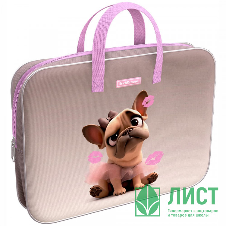 Папка А4 текстиль на молнии ручка-тесьма ErichKrause Френч арт.64983