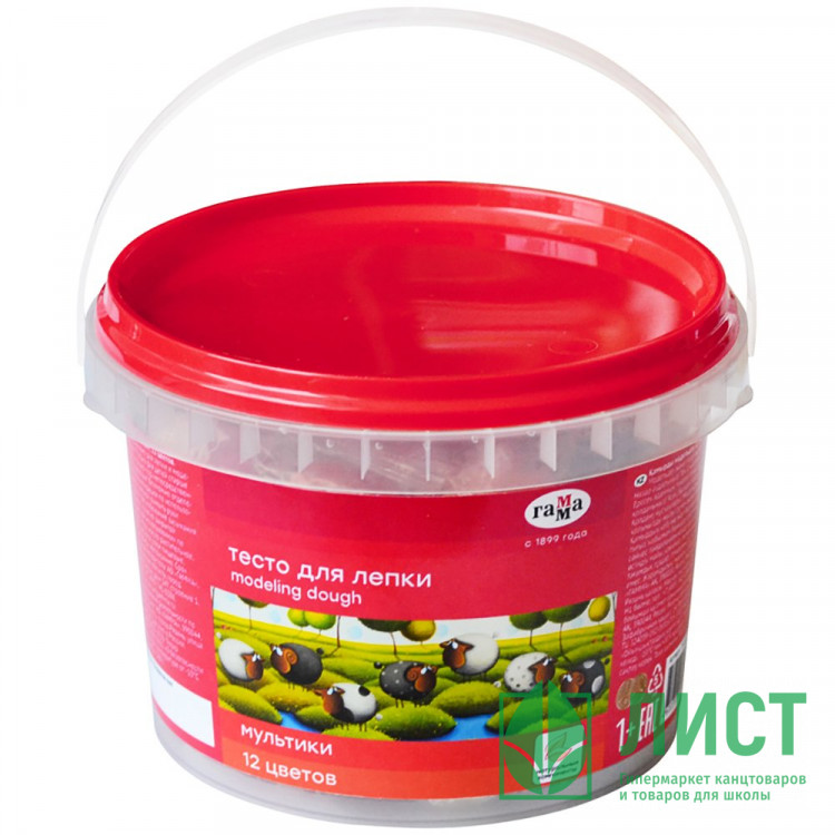 Тесто для лепки 12 цветов по 25 грамм банка Мультики (ГАММА) арт.150722_02