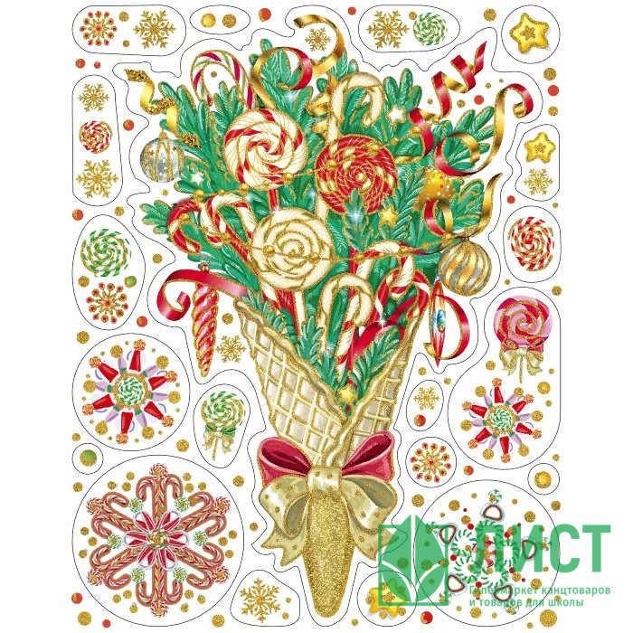 Украшение-наклейка на окно 30*38см "Новогодние сладости" арт.86031