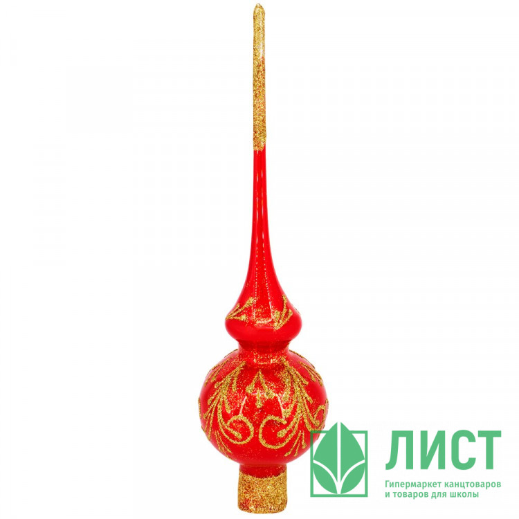 Наконечник на ёлку стекло 28см "Верхушка.Вензеля" п/у арт.КВ-214204