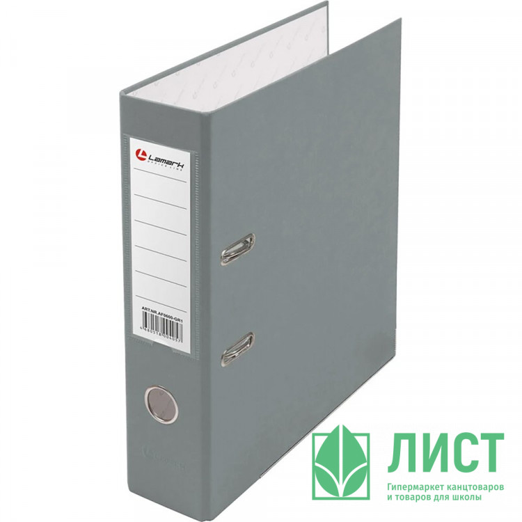Папка-регистратор 80мм ПВХ серая  металлический уголок, собранная арт.3093307