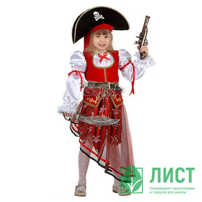 Костюм для девочки Пиратка (блуза,юбка,шляпа,аксессуарыессуарыуары) р.28/110-40/152 ткань арт.8022 Костюм для девочки Пиратка (блуза,юбка,шляпа,аксессуарыессуарыуары) р.28/110-40/152 ткань арт.8022