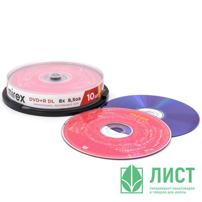 Диск DVD+R Mirex 8.5 Gb, 8x, Cake Box (10), Dual Layer (10/300) Диск DVD+R Mirex 8.5 Gb, 8x, Cake Box (10), Dual Layer (10/300)