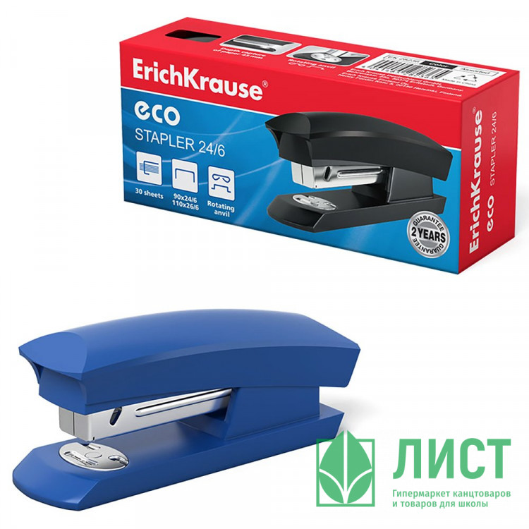 Степлер №24 (30л) пластик ErichKrause Eco арт.28236
