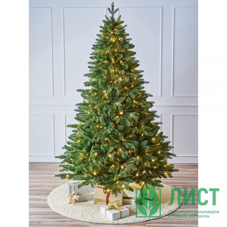 Елка 210см "Ленинградская" с лампочками (хвоя литая+ПВХ, подставка металл.) арт.ЕЛСЛ 21