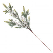 Украшение декоративное "Ветка. Хвоя литая, ягоды" 56см заснеженная арт.811500