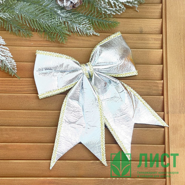 Украшение декоративное "Бант" 19*22*8см "Нежность" цв.серебро арт.916-1952