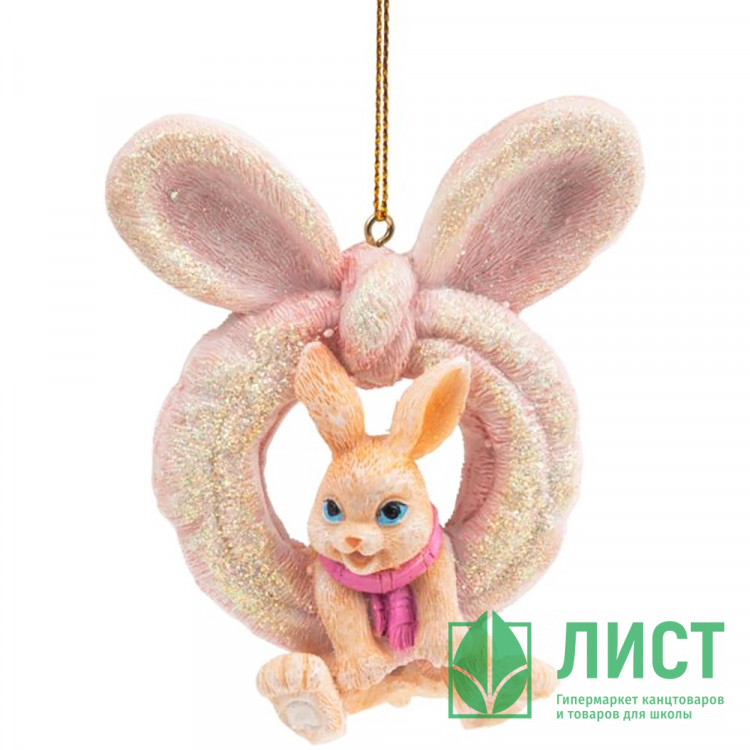 Украшение декоративное "Заяц в ободке" 09см арт.89334