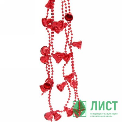 Украшение декоративное &quot;Бусы&quot; 150см колокольчик красный арт.201-0439 Украшение декоративное "Бусы" 150см колокольчик красный арт.201-0439