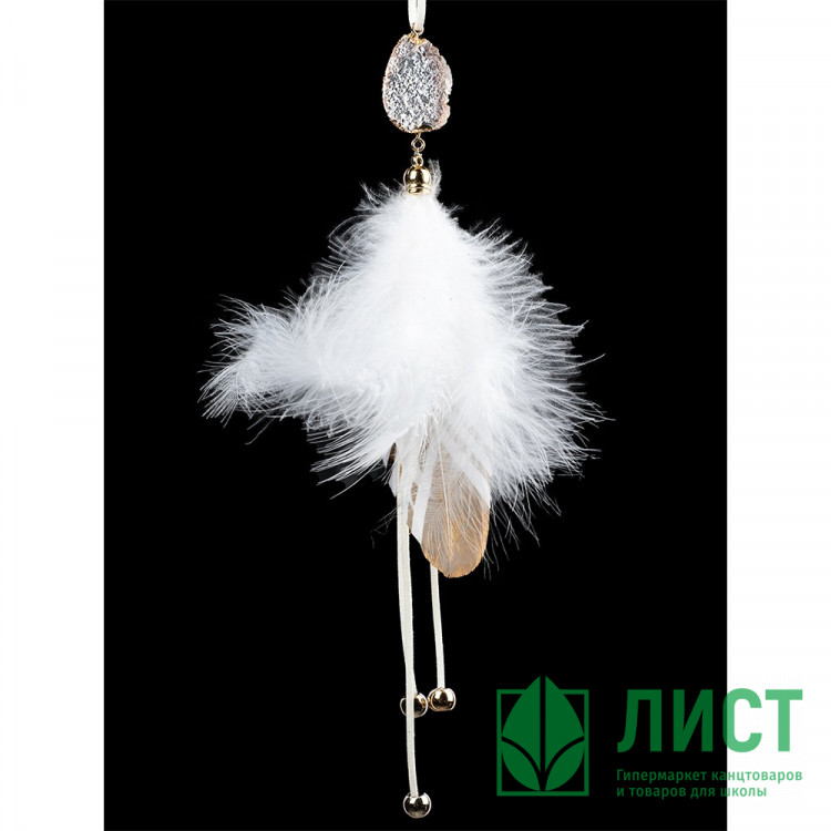 Украшение декор.подвесное (перья) "Нежность" 28см цв.белый арт.90878