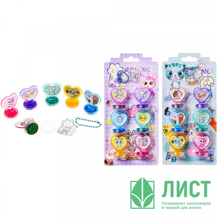 Штампик Mazari набор 6 штук Котики размер 3х4 см арт.M-20737