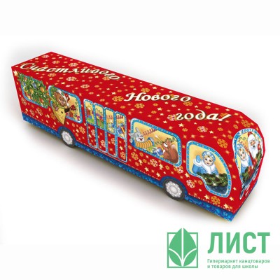 Коробка подарочная 1-1,5кг &quot;Автобус&quot; 10*41см Коробка подарочная 1-1,5кг "Автобус" 10*41см
