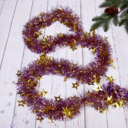 Мишура 8*200см "Звезда" фиолетовый/золото арт.215-403