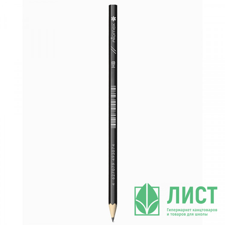 Карандаш чернографитный Attomex без  ластика, НВ черный корпус арт.5032102