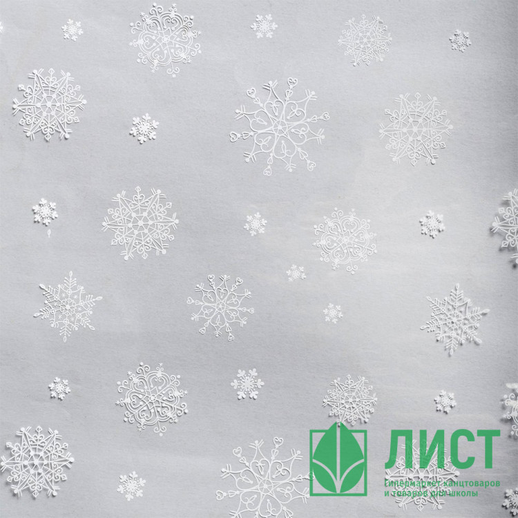 Пленка упаковочная 100*5,2м Снежинки прозрачная арт.4455514