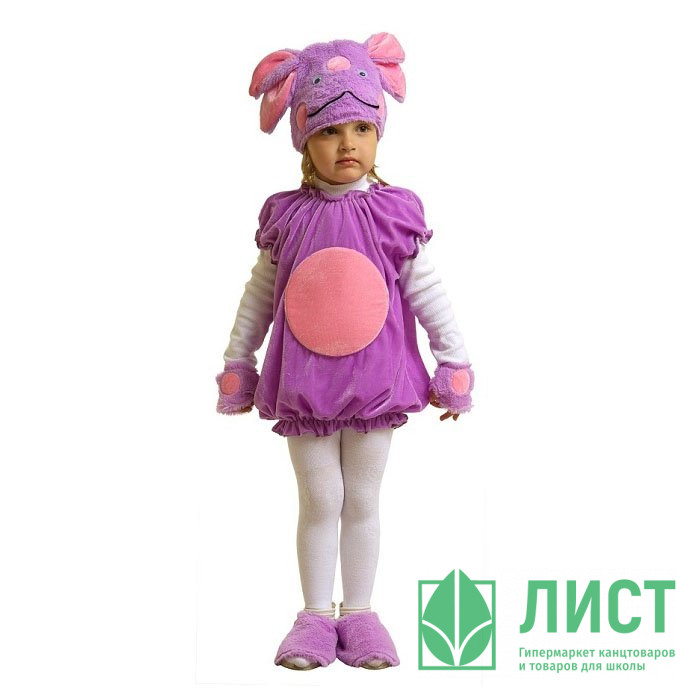 Костюм Д (МУЛЬТ ГЕРОЙ) Лунтик (маска,платье,варежки,тапочки) р.28/110 плюш