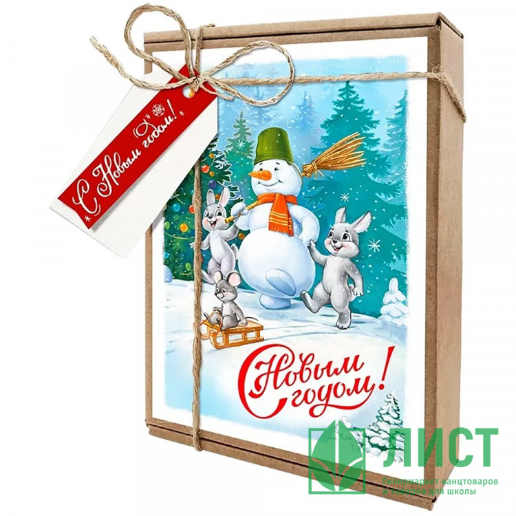 Набор д/упаковки "Ретро.Зимнее веселье" (наполн.открыт.бечевка,2бирки) 17*13*4см арт.93,072,00