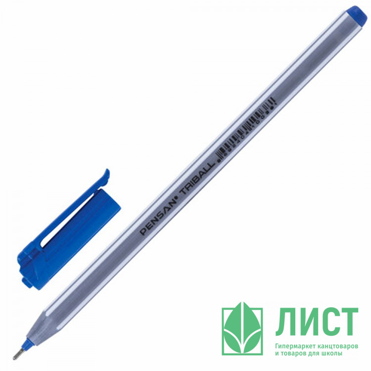 Ручка шариковая не прозрачный корус (Pensan) TRIBALL синяя/масло/игла, 1,0мм, трехгранный корп арт.1003 (Ст.12)