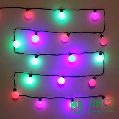 Гирлянда электрическая для дома фигурная 04м 20LED &quot;Шар&quot; цвет мульти (темный провод) артемный 183-629 Гирлянда электрическая для дома фигурная 04м 20LED "Шар" цвет мульти (темный провод) артемный 183-629