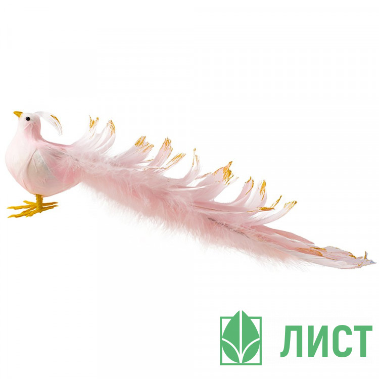 Украшение декор. на клипсе "Птичка" 34см цв.розовый арт.91799