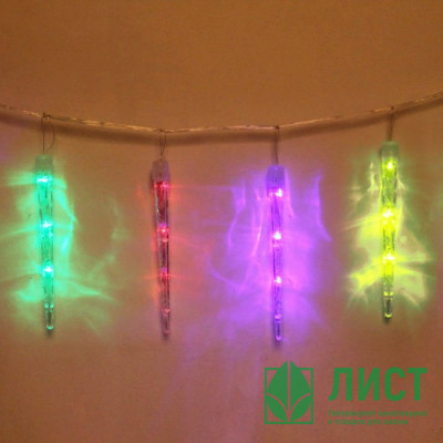 Гирлянда электрическая для дома фигурная 2,5м*20см 24LED &quot;Сосулька&quot; цвет мульти (светлый провод) 8режимов арт.183-214 Гирлянда электрическая для дома фигурная 2,5м*20см 24LED "Сосулька" цвет мульти (светлый провод) 8режимов арт.183-214