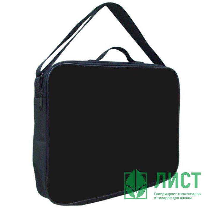 Папка А4 текстиль на молнии регулируемая ручка широкая боковина Оникс Черная арт.ПМД5-01