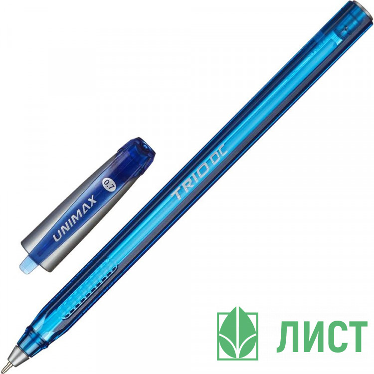 Ручка шариковая прозрачный корпус (Unimax) Трио оттенков (Trio DC tinted) синий, 0,7мм, игла, масло арт.722465 (Ст.)