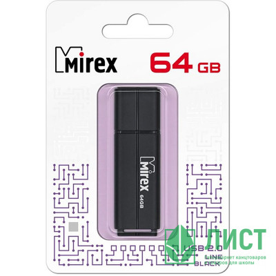 Флеш диск 64GB USB 2.0 Mirex Line черный Флеш диск 64GB USB 2.0 Mirex Line черный