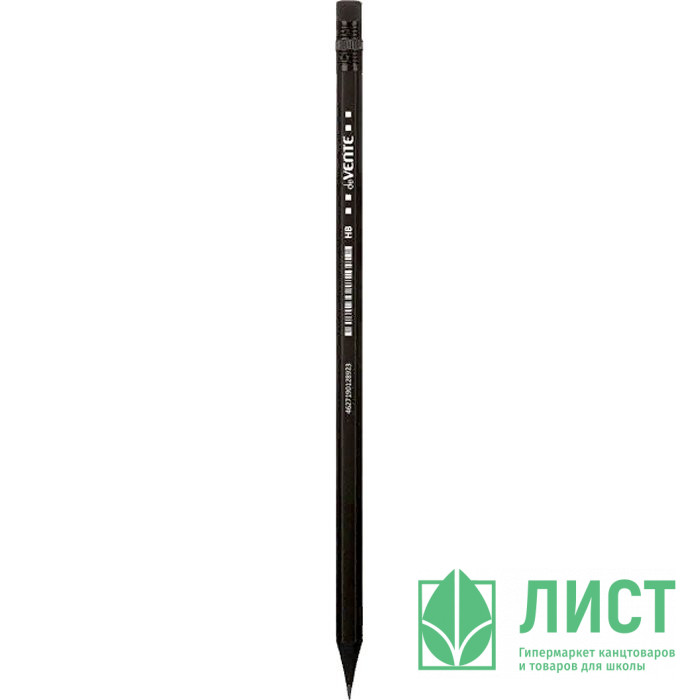 Карандаш ч/г deVENTE c ластиком HB черный корпус шестигранный арт.5032104