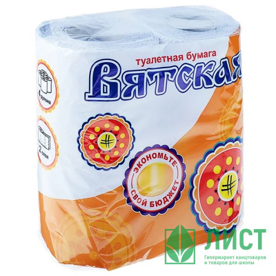 Бумага туалетная 2-сл втулка 4рул/уп 15м белая Вятская (Ст.12) Бумага туалетная 2-сл втулка 4рул/уп 15м белая Вятская (Ст.12)