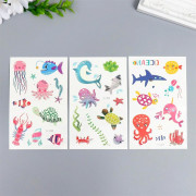 Татуировка на тело Морские обитатели 12*7,5см фосфорная арт.7040448