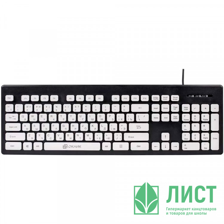 Клавиатура провод Oklick 580M черный/белый