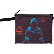 Папка школьная для тетрадей А4 на молнии кожзам (deVENTE) Label. Hacker с ручкой арт.8053511