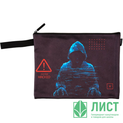 Папка школьная для тетрадей А4 на молнии кожзам (deVENTE) Label. Hacker с ручкой арт.8053511 Папка школьная для тетрадей А4 на молнии кожзам (deVENTE) Label. Hacker с ручкой арт.8053511