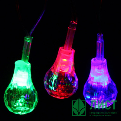 Гирлянда электрическая для дома фигурная 05м 20LED &quot;Капля&quot; цвет мульти (светлый провод) (можно соединять) арт.183-0055 Гирлянда электрическая для дома фигурная 05м 20LED "Капля" цвет мульти (светлый провод) (можно соединять) арт.183-0055