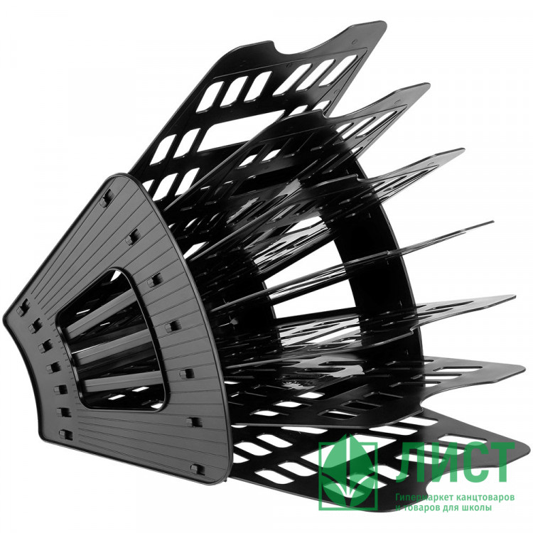 Лоток-веер для бумаг вертикально-горизонтальный  6 отделений черный СТАММ арт.ЛТ418