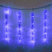 Гирлянда электрическая для дома фигурная 2,5м*50см 40LED "Сосулька" цвет синий (светлый провод) 8режимов арт.765-039