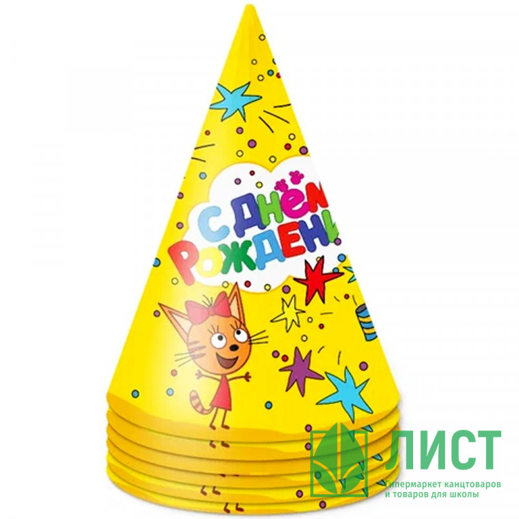 Колпак 06шт/наб. Три кота желтый арт.60148748