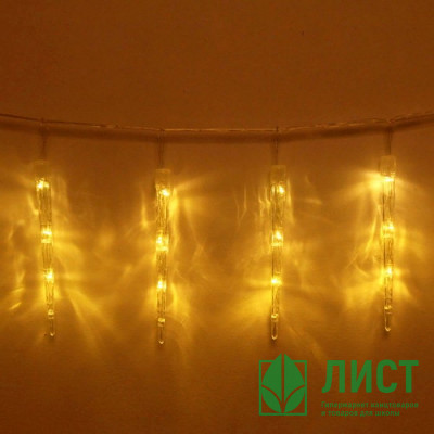 Гирлянда электрическая для дома фигурная 2,5м*20см 24LED &quot;Сосулька&quot; цвет теплый белый (светлый провод) 8режимов арт.765-041 Гирлянда электрическая для дома фигурная 2,5м*20см 24LED "Сосулька" цвет теплый белый (светлый провод) 8режимов арт.765-041