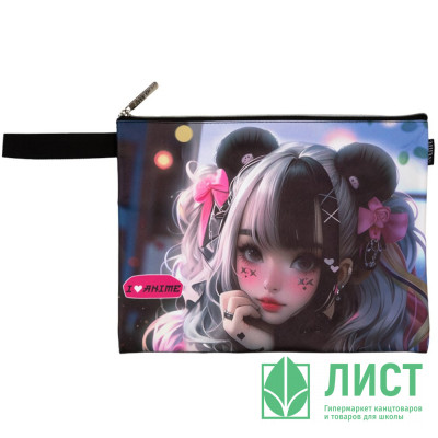 Папка школьная для тетрадей А4 на молнии кожзам (deVENTE) I Love Anime с ручкой арт.8053521 Папка школьная для тетрадей А4 на молнии кожзам (deVENTE) I Love Anime с ручкой арт.8053521